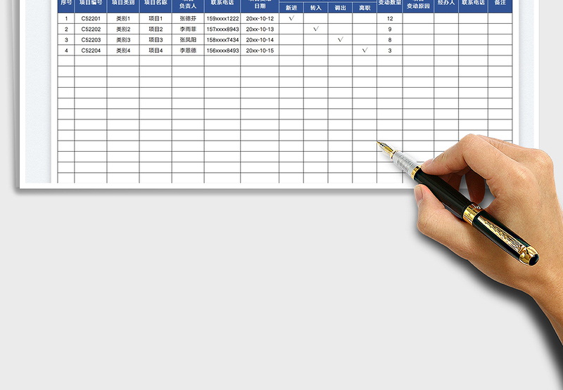 2025项目人员变动表免费下载