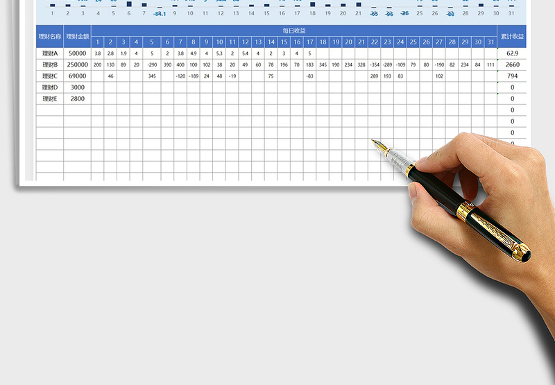 2025年理财投资收益统计表免费下载