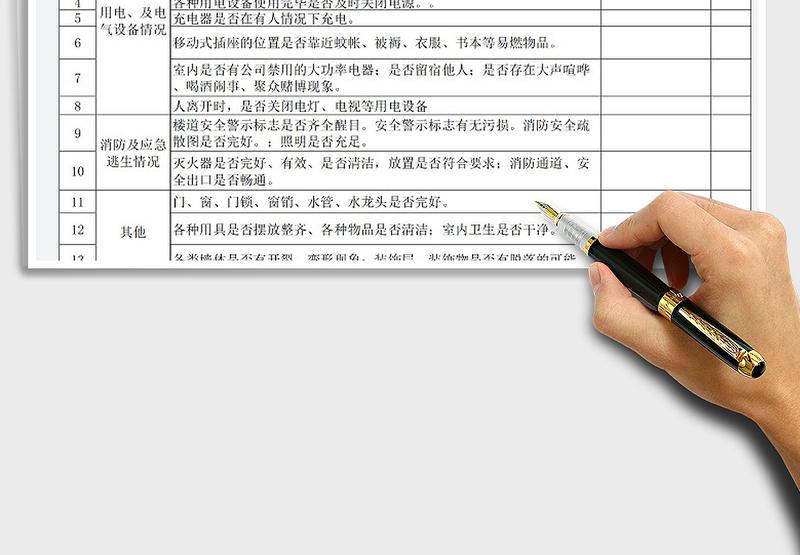 2024年员工宿舍安全检查表