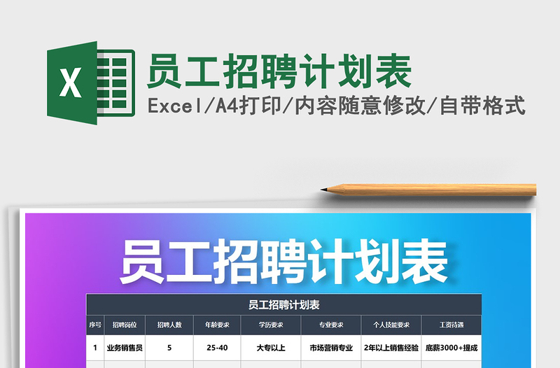 2025年员工招聘计划表免费下载