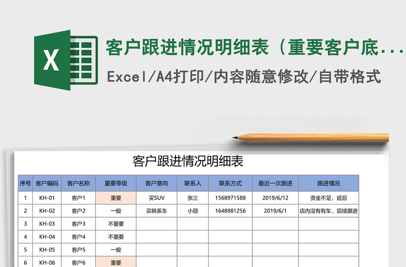 客户跟进情况明细表（重要客户底纹标识）