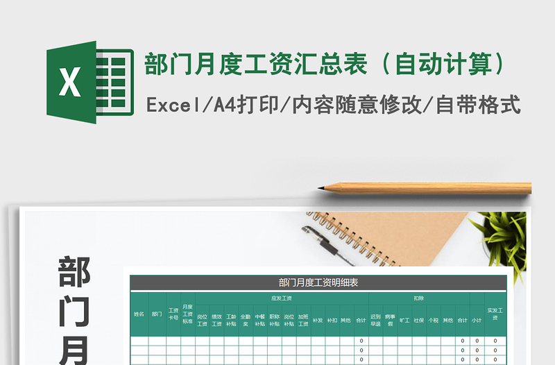 2025年部门月度工资汇总表（自动计算）