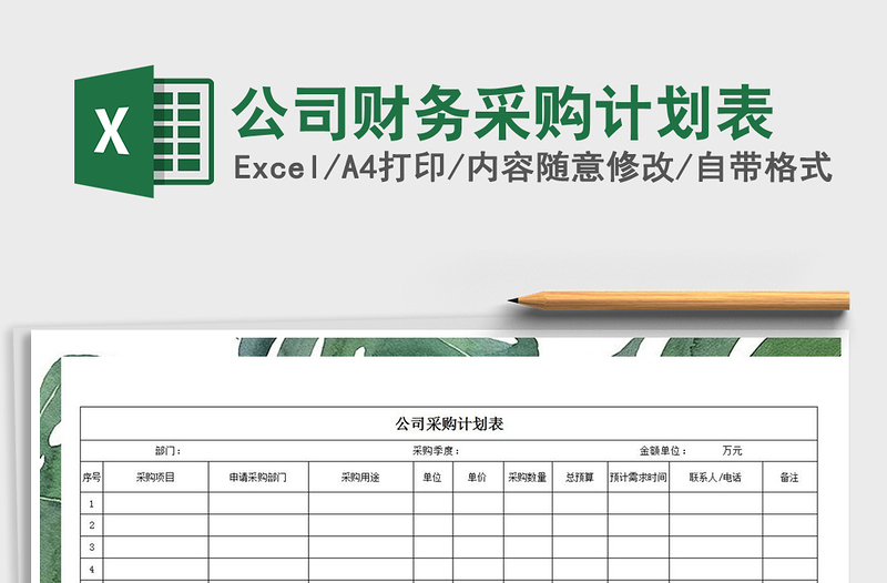 2025年公司财务采购计划表