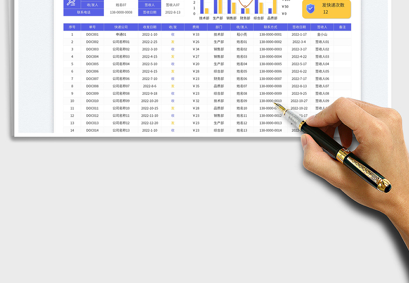 2025快递收发统计表免费下载