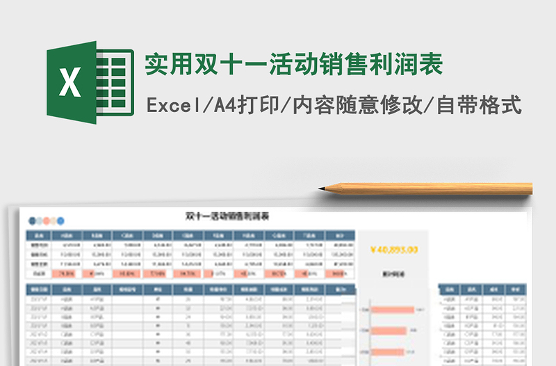 实用双十一活动销售利润表