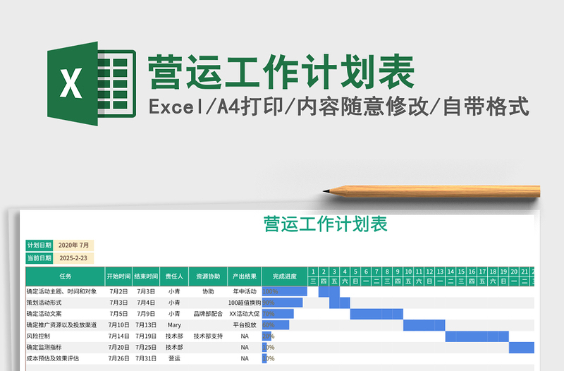 营运工作计划表