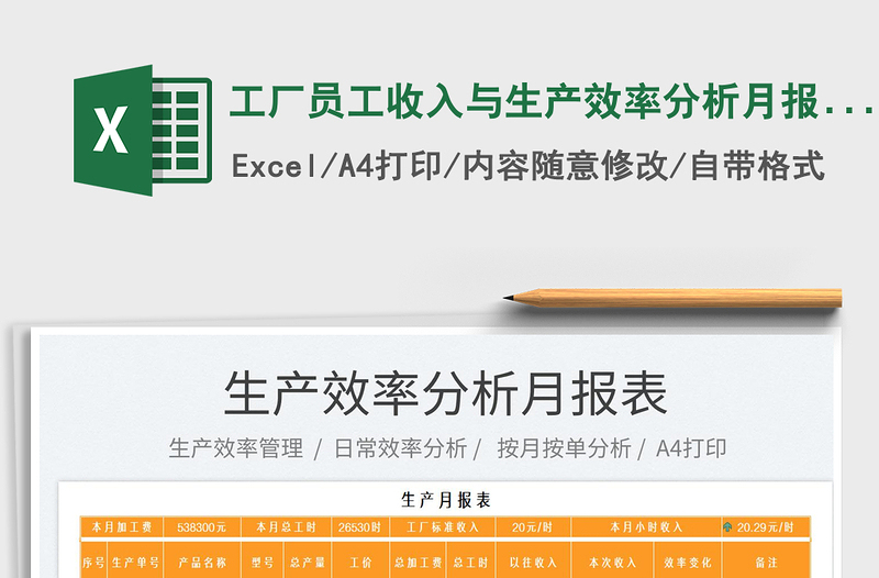 2025工厂员工收入与生产效率分析月报表免费下载