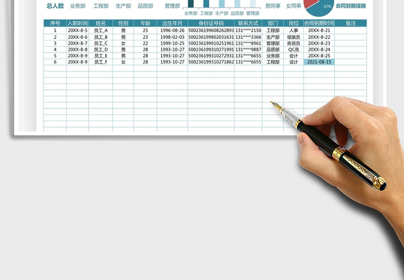 2025员工花名册登记表免费下载