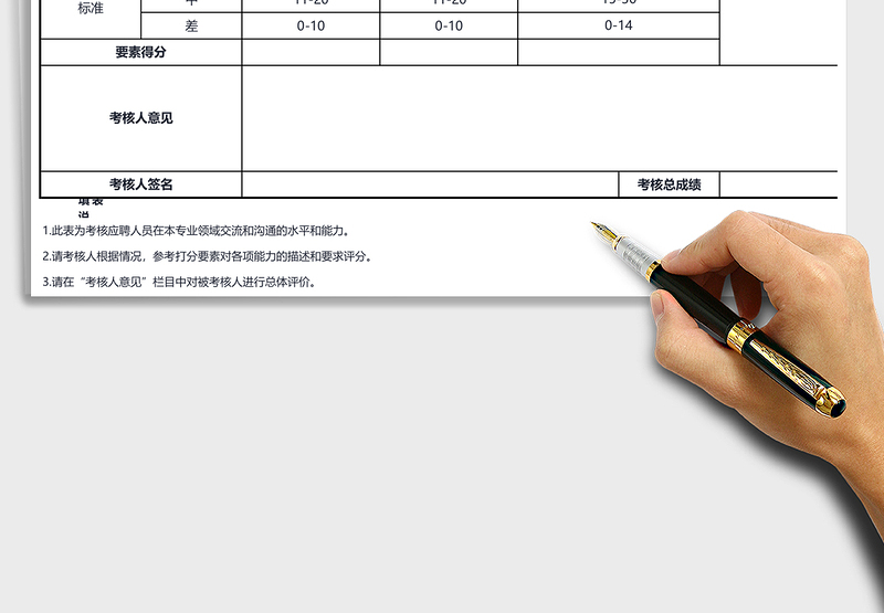 2025年应聘考察评分表