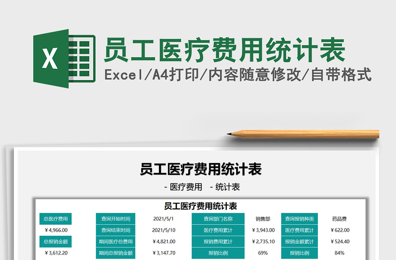 2025员工医疗费用统计表免费下载