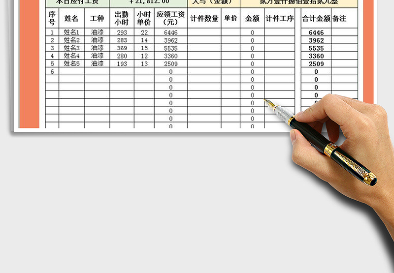 2025年计件工资日报表