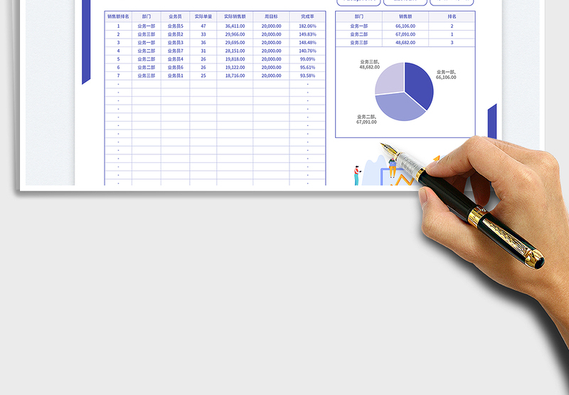 2025蓝色极简风销售业绩周报表