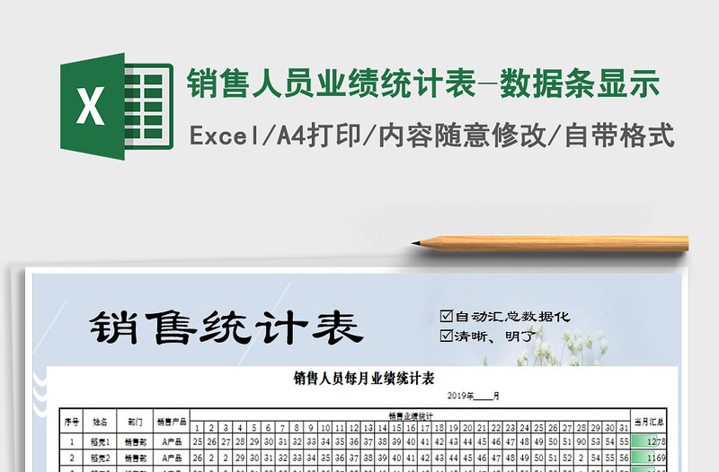 2025年销售人员业绩统计表-数据条显示