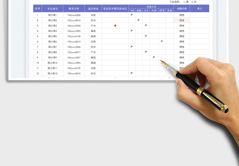 2025学生返校登记表