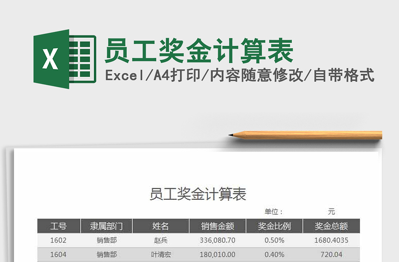2025年员工奖金计算表