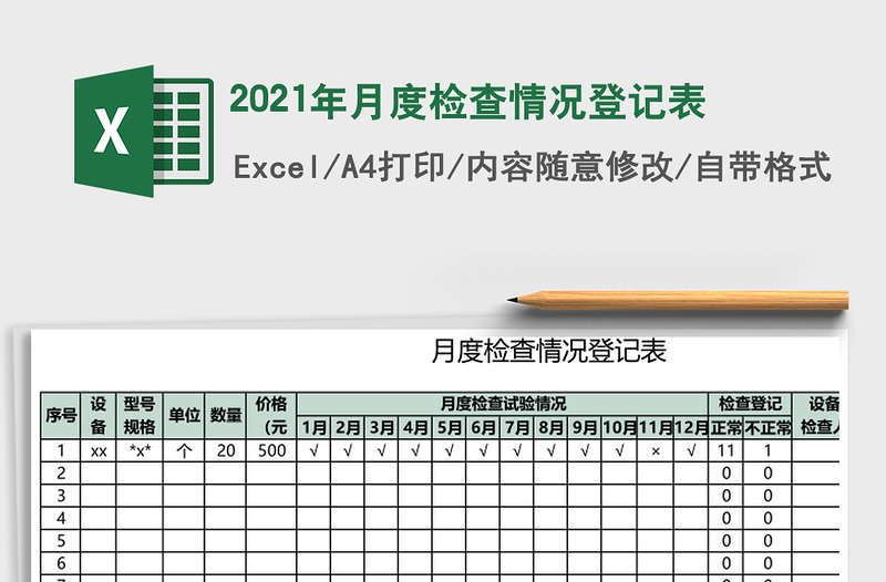 2025年月度检查情况登记表