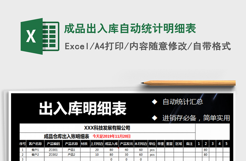 2025年成品出入库自动统计明细表