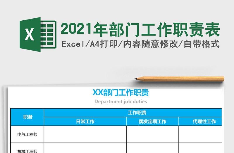 2025年部门工作职责表