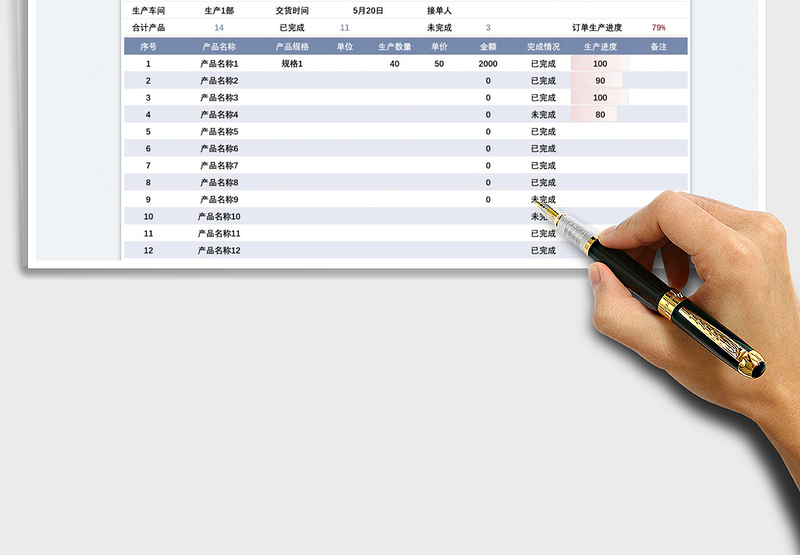 2025销售订单生产任务进度表免费下载