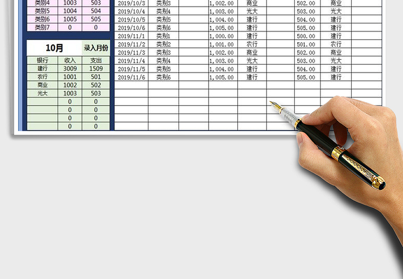 2025年收支表-分类统计汇总自动计算