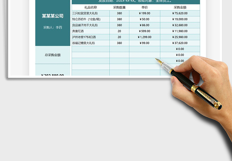 2025年年货礼品采购费用表