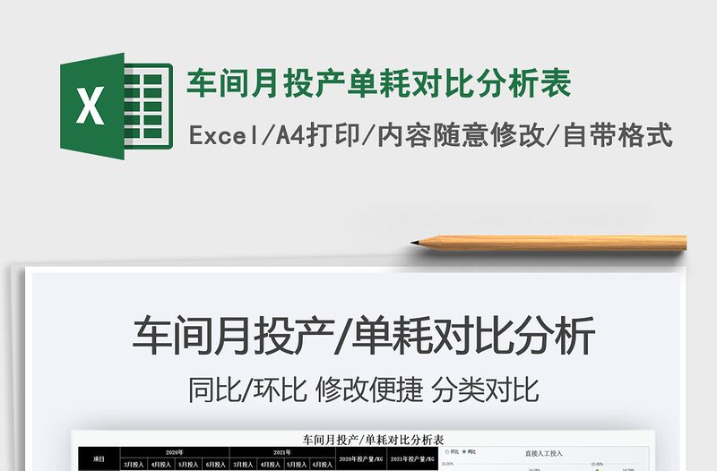 2025车间月投产单耗对比分析表免费下载