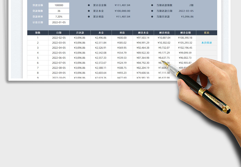 2025贷款还款计划表免费下载