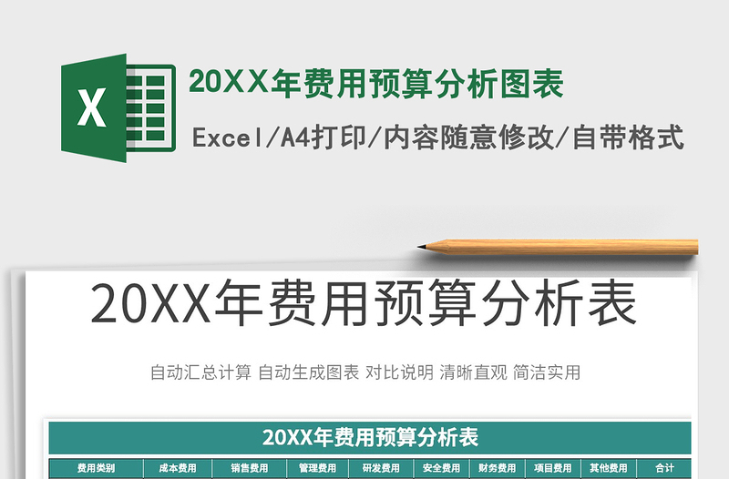 202520XX年费用预算分析图表免费下载