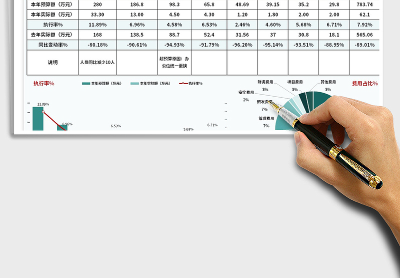 202520XX年费用预算分析图表免费下载