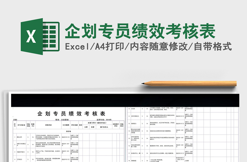 2025年企划专员绩效考核表