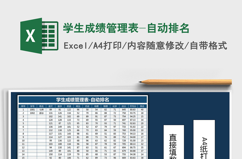 2025年学生成绩管理表-自动排名