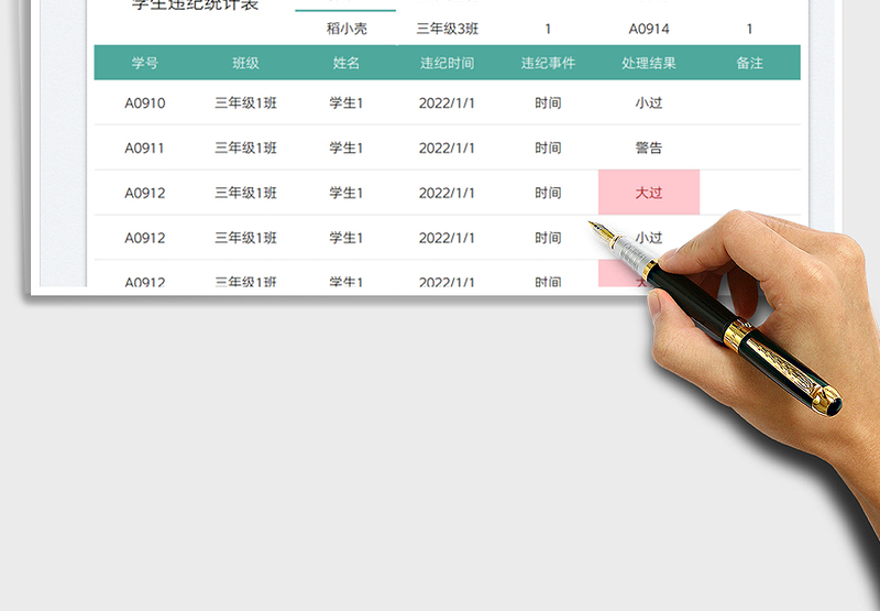 2025学生违纪统计表免费下载
