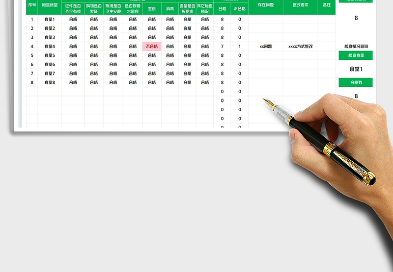 2025学生食堂检查情况表免费下载