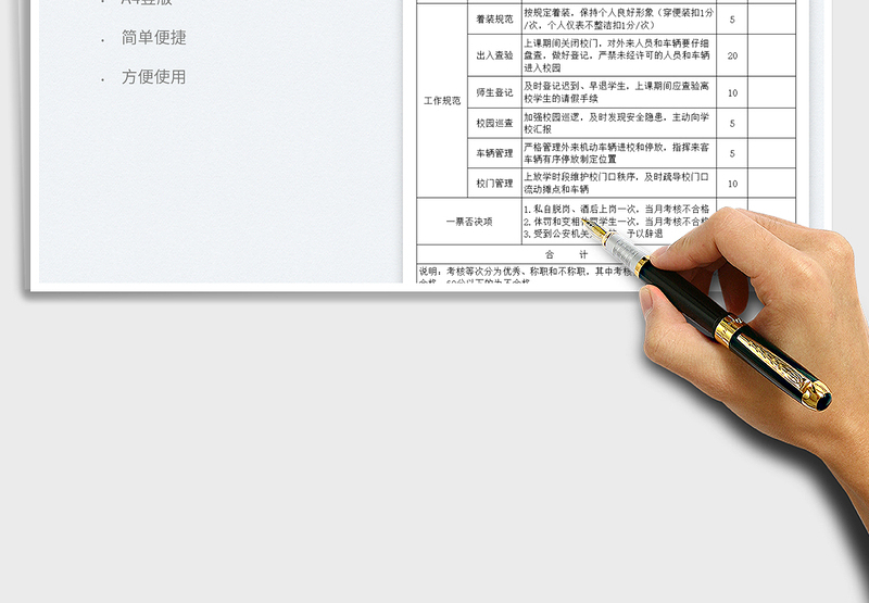 2025校园保安考核表免费下载