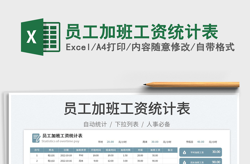 2025员工加班工资统计表