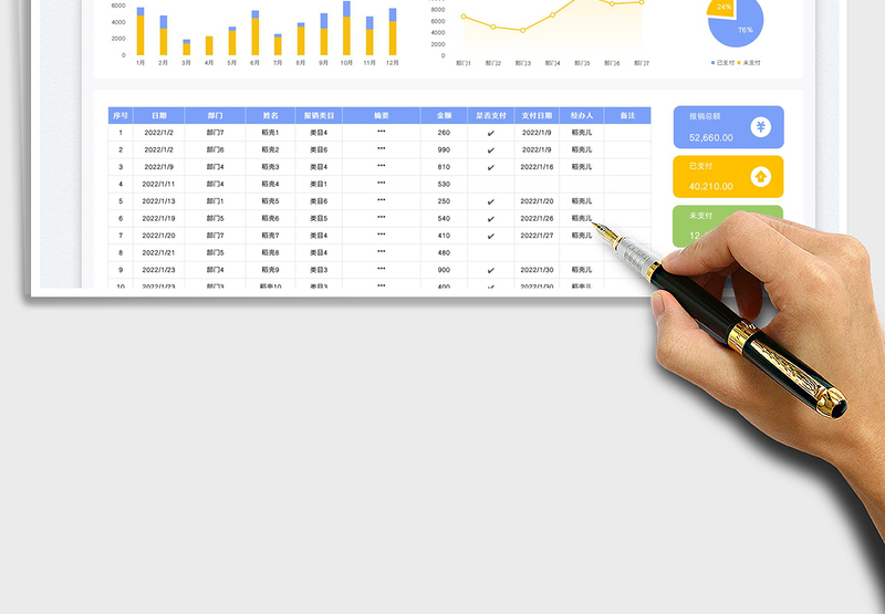 2025费用报销支付统计表免费下载