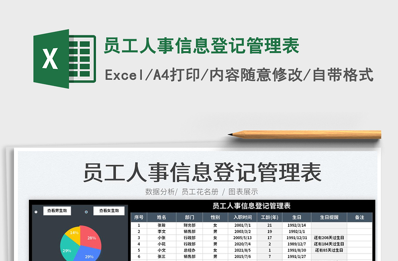 2025员工人事信息登记管理表免费下载