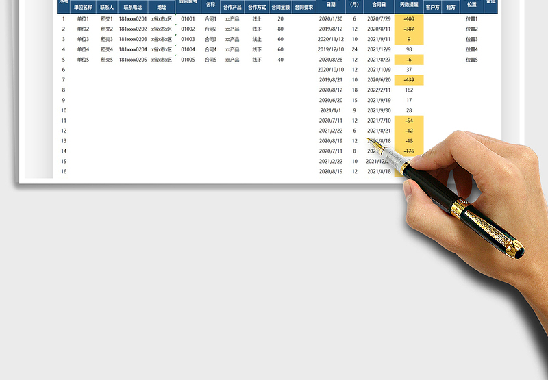2025合同到期提醒表免费下载
