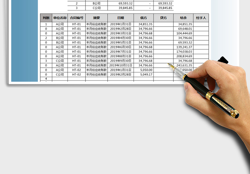 2025年现金日记账-应收账款统计表