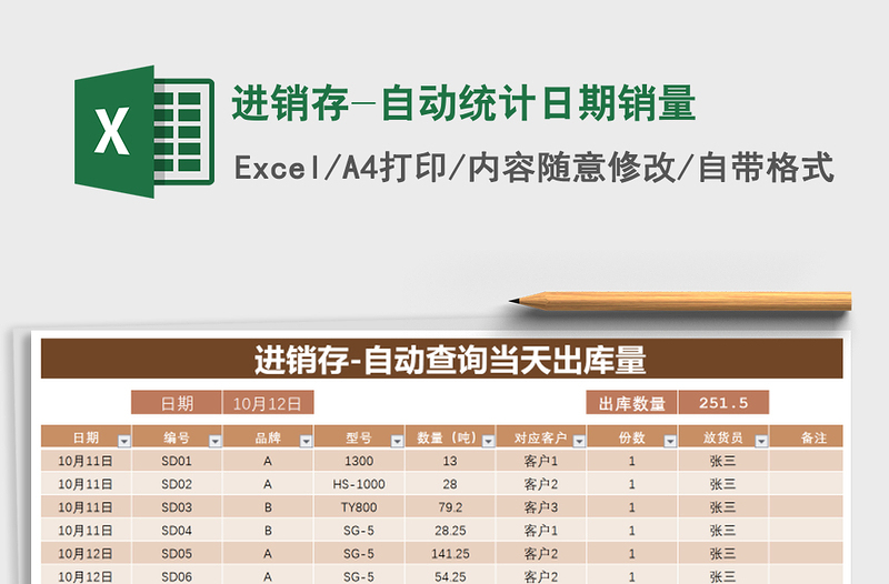 2025年进销存-自动统计日期销量