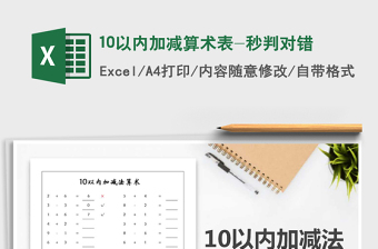 2025年10以内加减算术表-秒判对错