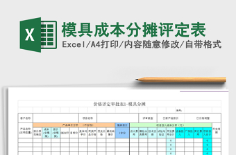 2025年模具成本分摊评定表