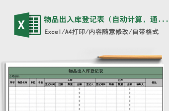 2025年物品出入库登记表（自动计算，通用）