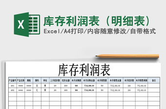 2025年库存利润表（明细表)