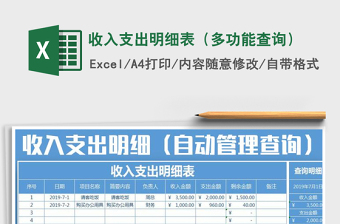 2025年收入支出明细表（多功能查询）