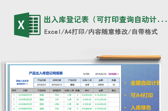 2025年出入库登记表（可打印,查询，自动计算）