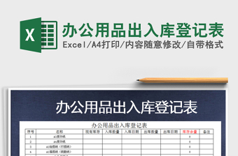 2025年办公用品出入库登记表免费下载