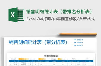 2025年销售明细统计表（带排名分析表）