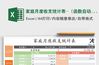 2025年家庭月度收支统计表-（函数自动汇总）