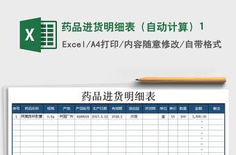 2025年药品进货明细表（自动计算）1